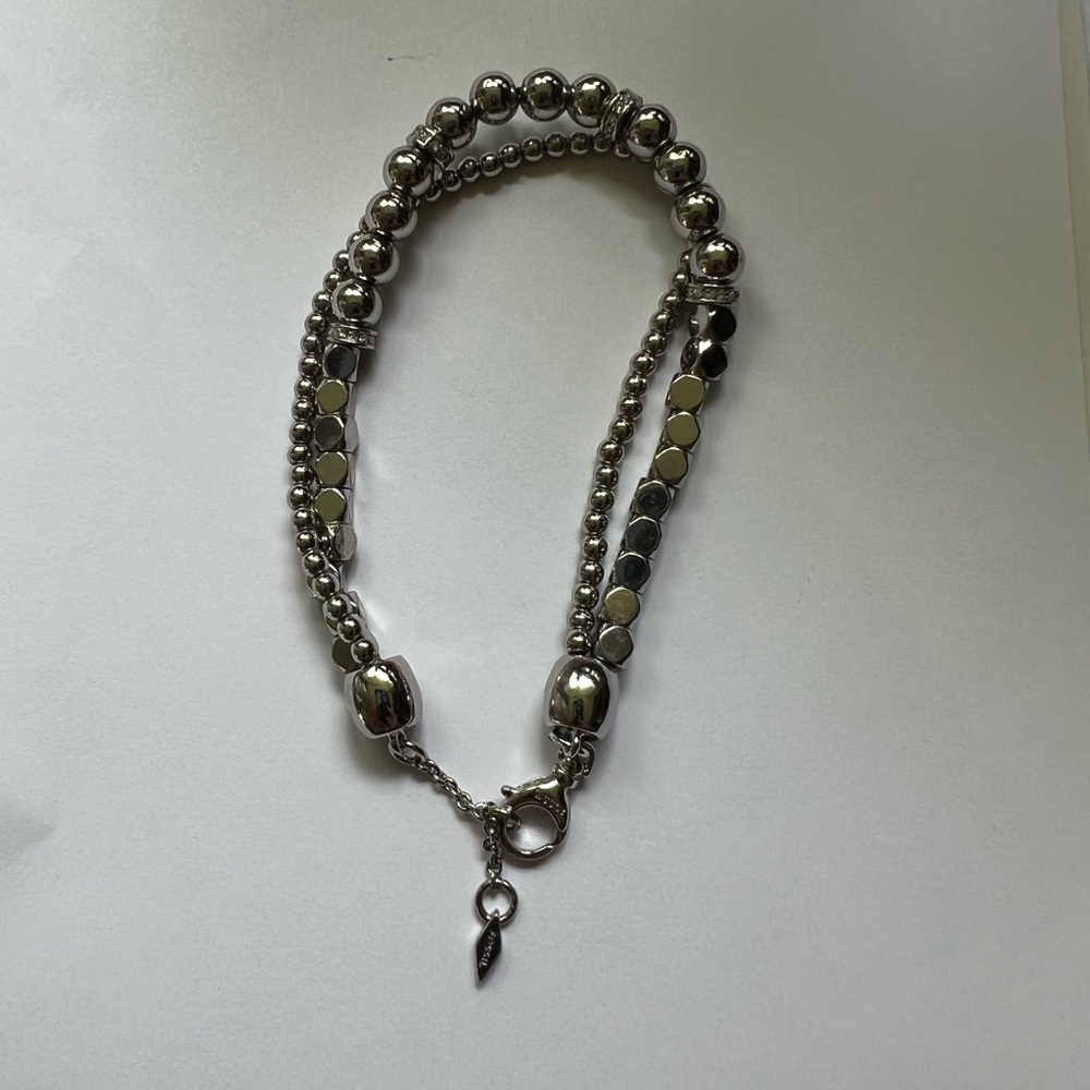 Fossil Silver Tone Multistrand Bead Bracelet - Mixed Textures - Picture 8 of 15